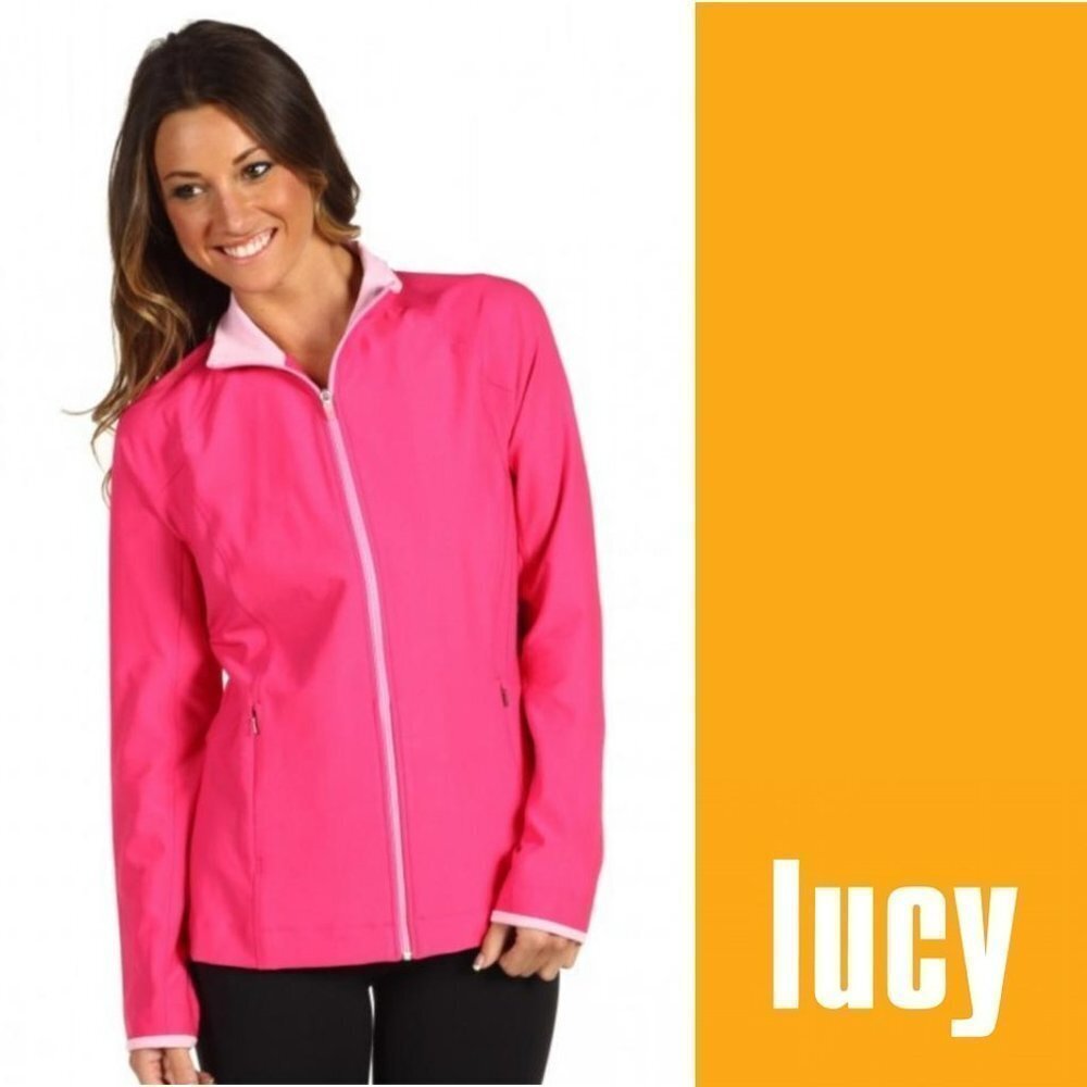 LUCY Vital Active Jacket Womens XS Pink Lucy Tech $89 Full Zip Pockets Running